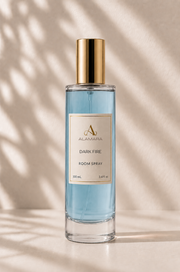 Bottle of Alamara Darkfire room spray on a neutral background